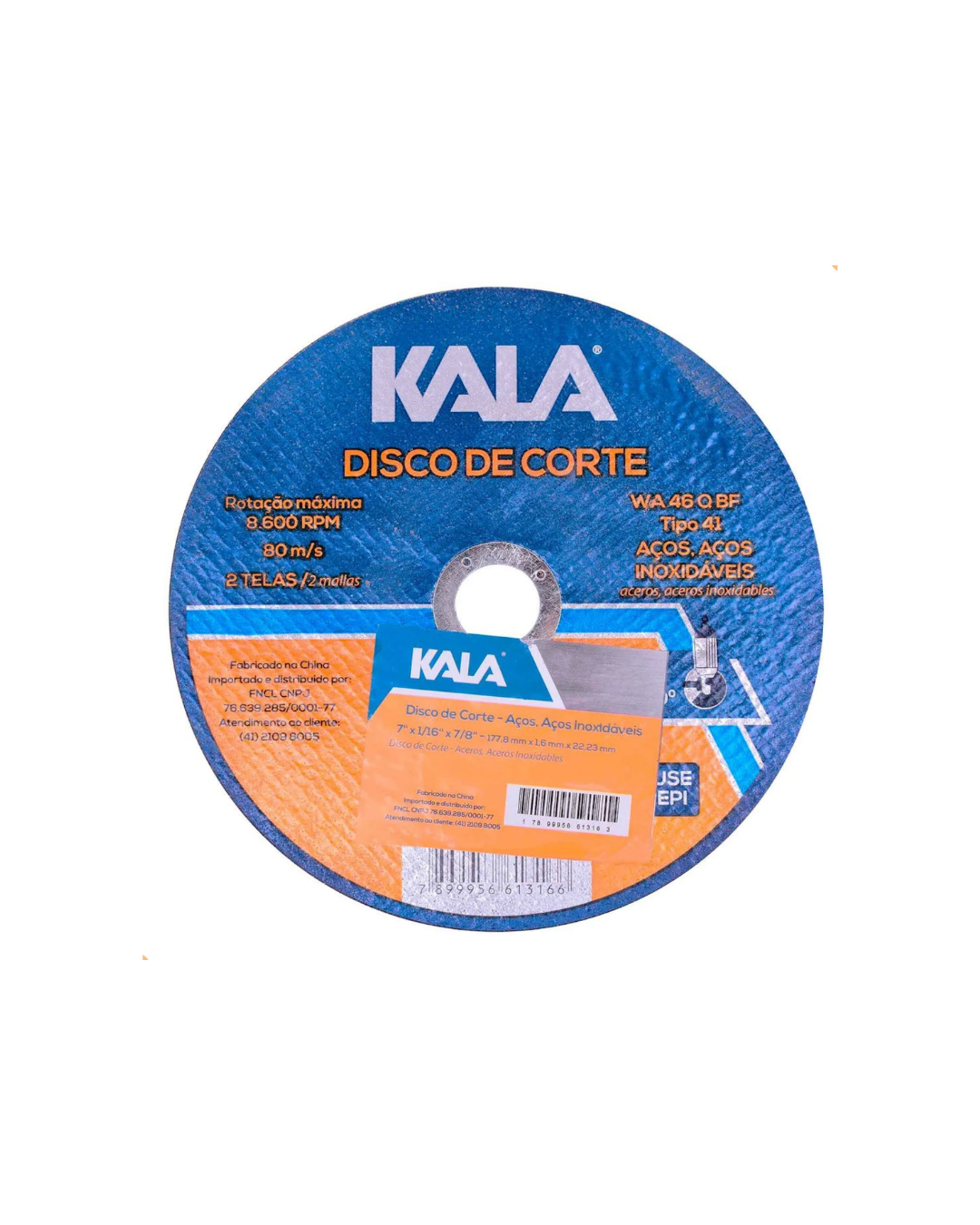 Disco Corte Fino Inox 7'' x 1,6 mm x 22,2 mm – Kala - Caixa/10